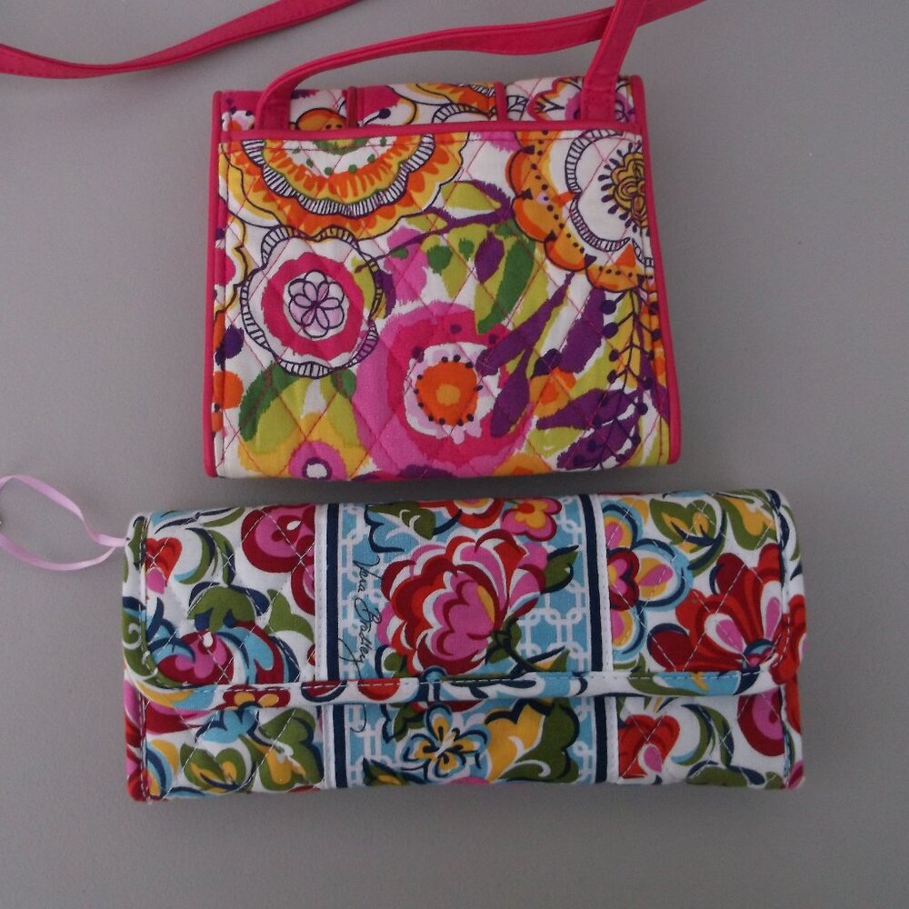 Vera Bradley Floral Quilted Sleek Wallet & Turn-Lock Mini Bag – NWT & New, ✈️
